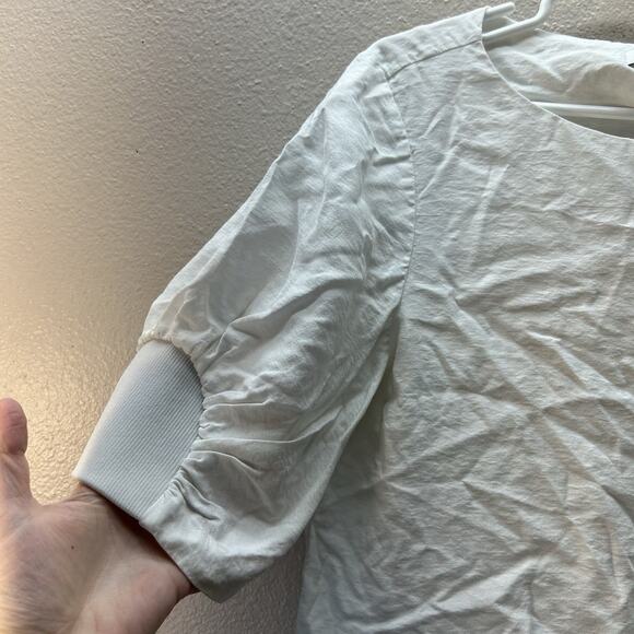 TIBI Boxy Minimalist Career Shirred Top White Oversized SZ 6 Quiet Luxury - Picture 10 of 10